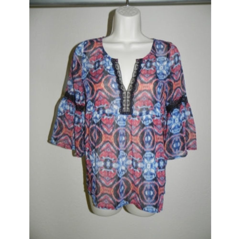 Petticoat Alley Blouse Sheer Multi-color XS NWT